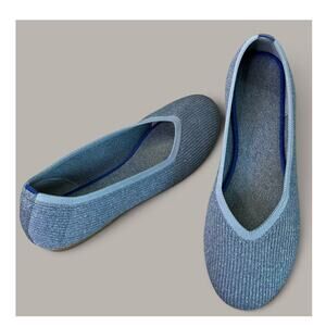 Unbranded Ballet Flat Knit Comfort Shoes Womens 9 Blue Casual Walking Round Toe